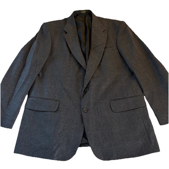 Oscar de la Renta Men’s Wool Black & Gray Herringbone Sport Coat Blazer Sz 46L - Picture 4 of 15